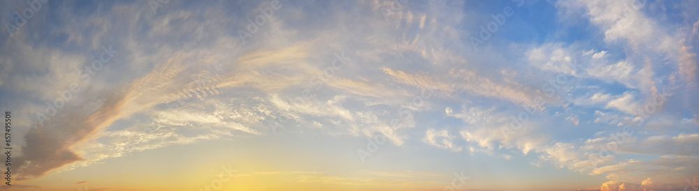 Wall mural fantastic idellic sunset heven. panoramic sunset sky with cloud, skyline background