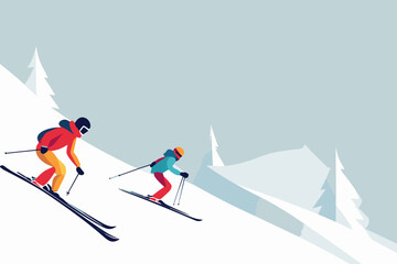 team in the snow mountain winter ski - obrazy, fototapety, plakaty
