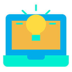 Flat Laptop Idea bulb icon