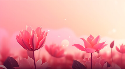 Beautiful pink flower with blurred background using as cover page natural flora wallpaper or template brochure landing page design. Copy space layout design. - obrazy, fototapety, plakaty