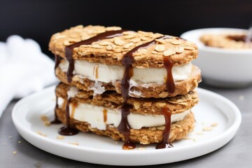 ice cream sandwich with oatmeal cookies