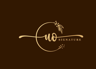 logotype gold signature initial uo logo design isolated leaf and flower