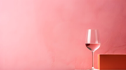 A glass of wine sitting on a table with a purple wall