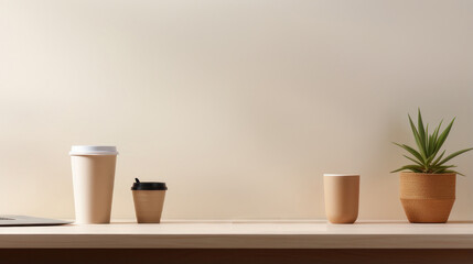 Fototapeta na wymiar office desk,coffee cup and accessories on desk