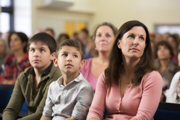 parents listening to teacher during conference