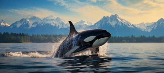 Orca whale Generative AI technology. - obrazy, fototapety, plakaty