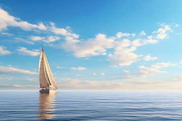 a yacht sailing alone on a sunny ocean