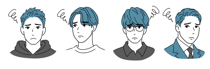 困る・悩む色々な男性のアイコンセット