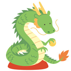 座布団に座った龍