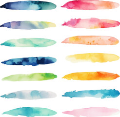 Multi-colored watercolors on a white background