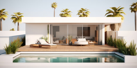Fototapeta premium mockup,minimal modern. mini pool villa