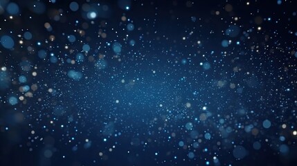 Abstract Dark Blue Bokeh. Festive Celebration Background with Dust Particles and 4K Render. - obrazy, fototapety, plakaty