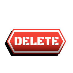 red delete button element design or web button - obrazy, fototapety, plakaty