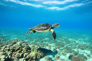 green sea turtle swimming, Generative AI	
