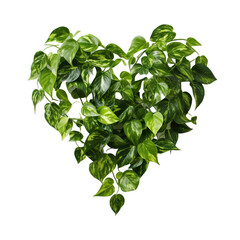 Heart-shaped dark green leaf of philodendron tropical foliage plant, indoor houseplant isolated on transparent white background 