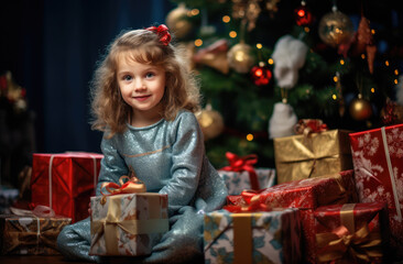 Fototapeta na wymiar happy kid with Christmas gift