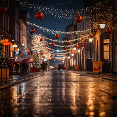 Fototapeta na wymiar Christmas lights on the street, Christmas decorations on the street, Christmas celebrations on the street