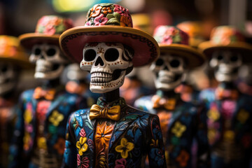 Dead mariachi, skeletons for Day of the dead