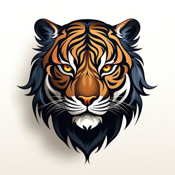 tattoo logo with tiger face on a white isolated background