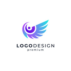 people with wing for childcare or education logo design