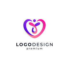 Fototapeta premium love and people for childcare, peoplecare, charity or orphanage logo design