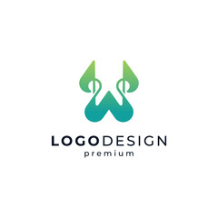 abstract letter W with line art style for environment or ecology logo design