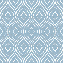Seamless vector ornament. Modern wavy background. Geometric modern wavy dotted blue and white pattern