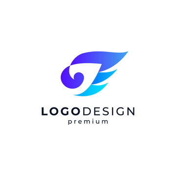 shiny blue bird for aviation and airplane logo design