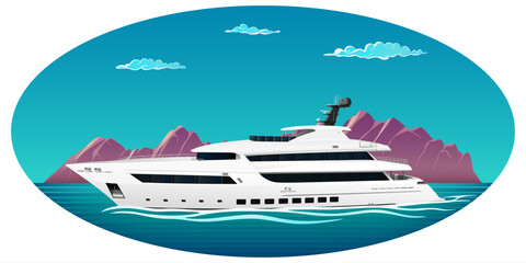 White luxury yacht in the open sea