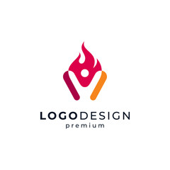 people and fire for peoplecare, social or sport logo design