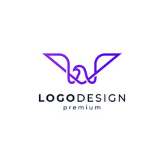 purple bird with line art style for education or knowledge logo design