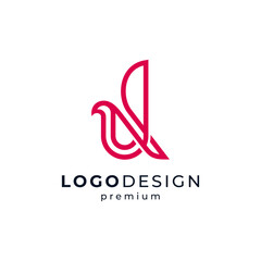 simple and modern bird with line art style logo design