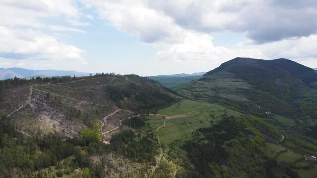 Amazing Aerial view of iskar gorge near village of Bov, Balkan Mountains, Bulgaria
