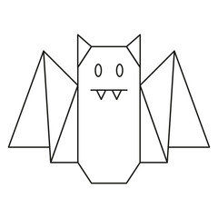 Geometric forms image of a bat, line icon illustration 