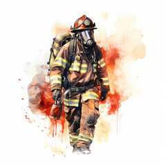 Firefighter Illustration, Generative Ai
