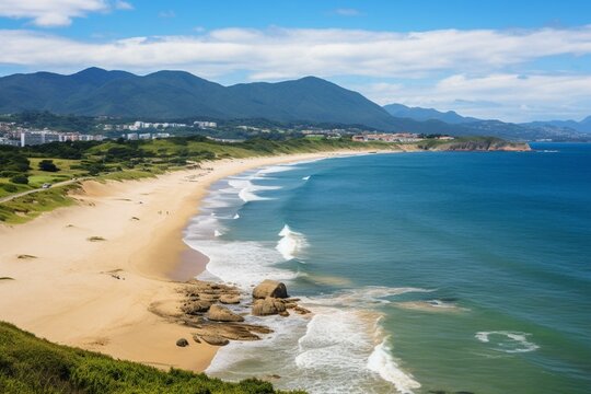 Scenic view of Galheta Beach in Florianópolis. Generative AI