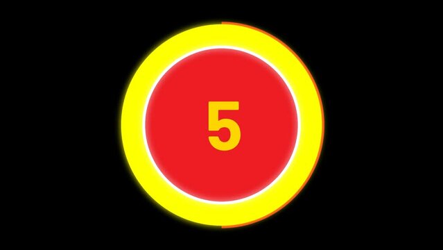 10 sec yellow and red circle countdown timer animation timer full transparent