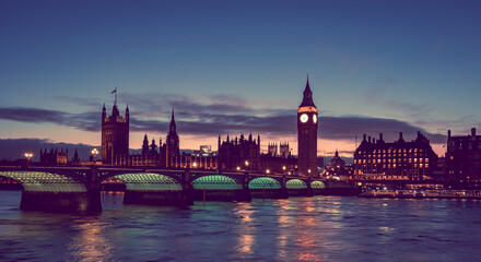 Big Ben at night. London at night. United Kingdom.