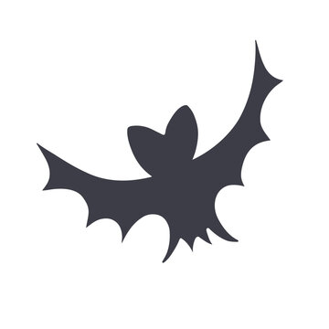 Bat silhouette. Halloween decoration. Printable template. Bat icon isolated on white. Vector.