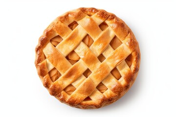top view of apple pie isolated on white background