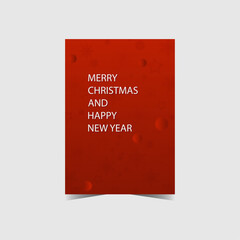 Vertical festive christmas greeting card with snowflakes. Merry Christmas and Happt New Year. Red background Vector illustration