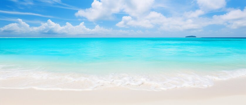 Sunny Day in Maldives: Turquoise Ocean and Sandy Beach © Cyprien Fonseca