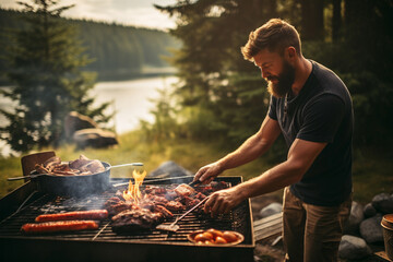 Fototapeta premium barbecue in the forest