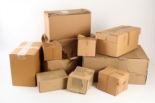 Assorted cardboard boxes and parcels. Generative AI