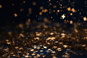 Naklejka premium Dark blue Christmas background with gold stars. Generative AI