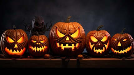 halloween pumpkins with scary faces