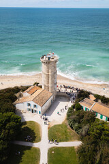 The Whales Lighthouse (el Phare des Baleines), at the western tip of the Île de Ré, France. The...