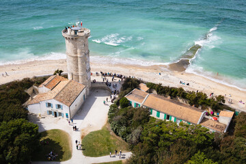 The Whales Lighthouse (el Phare des Baleines), at the western tip of the Île de Ré, France. The...