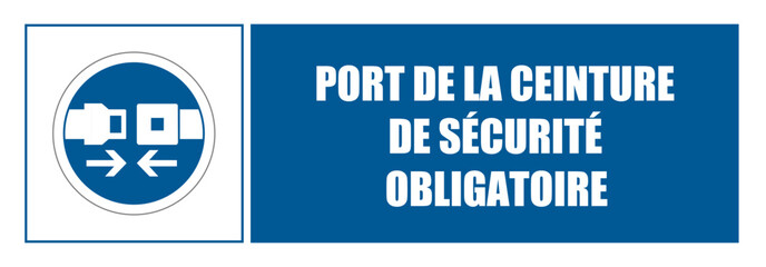 Ceinture de sécurité Affiche signalisation entreprise fond bleu EPI équipement de sécurité 