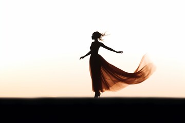 A silhouette black vector of a woman dancing, isolated on a white background - obrazy, fototapety, plakaty
